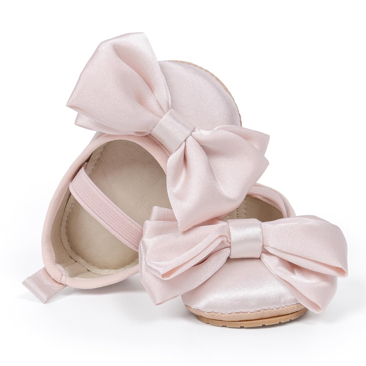 Meckior Infant Baby Girls Boys Handmade Princess Flats Toddler First Walkers Soft PU Leather Non-Slip Crib Wedding Dress Shoes