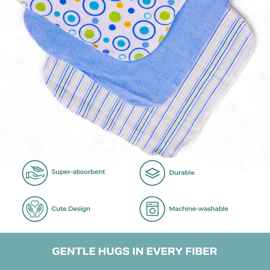 Spasilk Baby Bath Hooded Terry Towel with 3 Washcloths, Baby Bath Essentials, One Size, Blue Whale