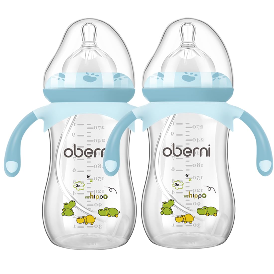 Baby Bottles, Weighted Straw Toddler Milk Bottles with Non-Slip Handle, Size + Variable Fast Flow, 12+ Months, BPA-Free, Blue/1Pack/9oz