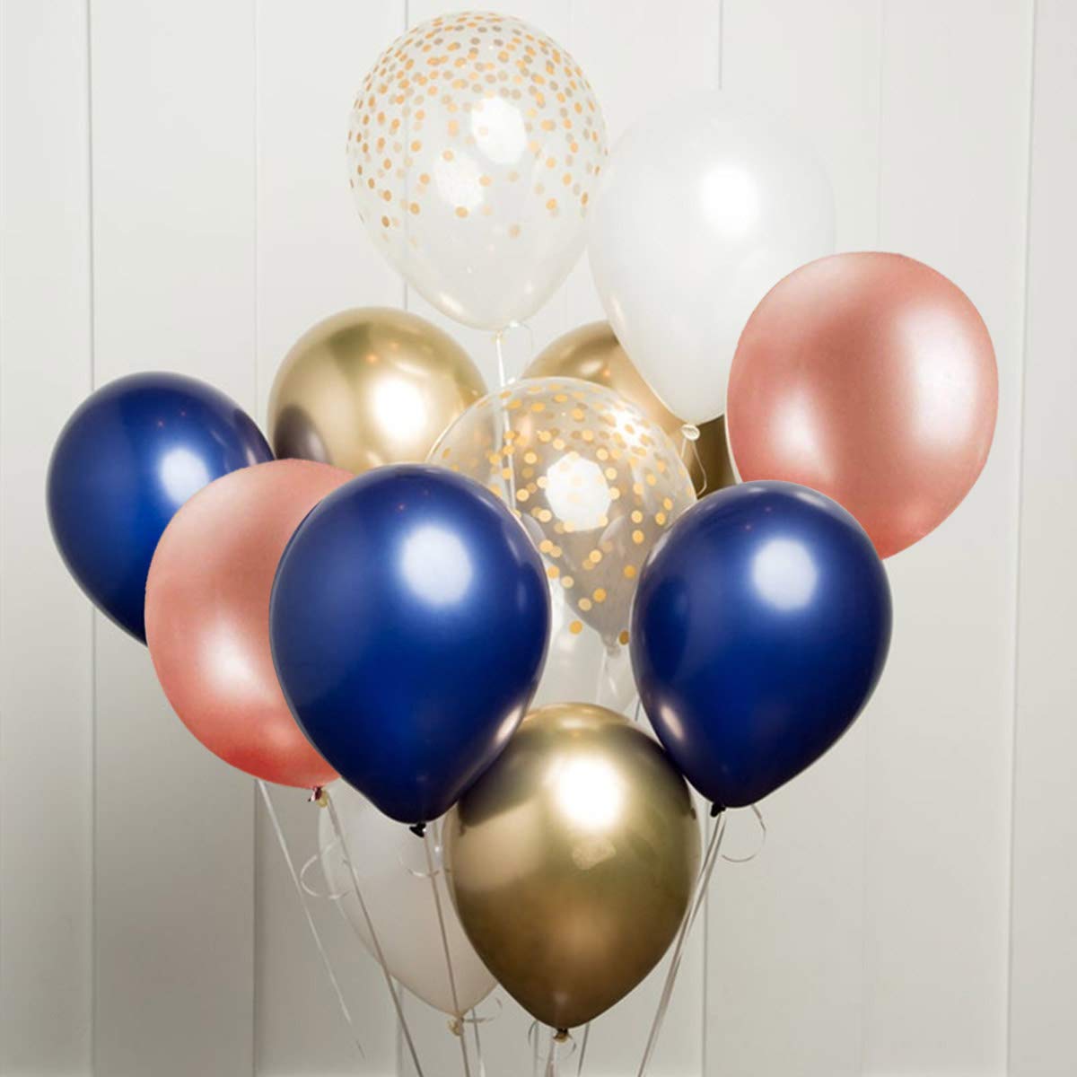 OuMuaMua 62Pcs Pink Gold Confetti Latex Balloons Kit, 12 Inch Pink White Gold Helium Balloons Party Supplies for Confession Proposal Wedding Girl Birthday Baby Shower Party Decoration