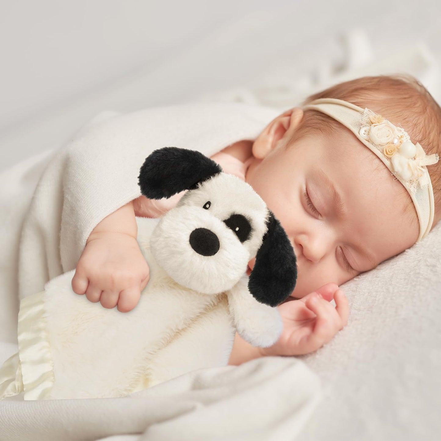 Bear Security Blanket Soft Baby Lovey Fluffy Blanket Unisex Lovie Snuggle Toy Baby Bear Stuffed Gift for Newborn, Boys and Girls, 13.5 Inch