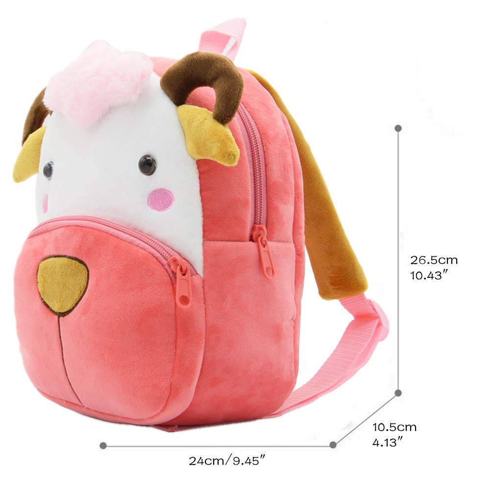 Ladyzone Toddler Backpack Zoo Animals Backpacks Cute Plush Bag Cartoon 10" Preschool Book Bag For 2+ Years Girls Boys