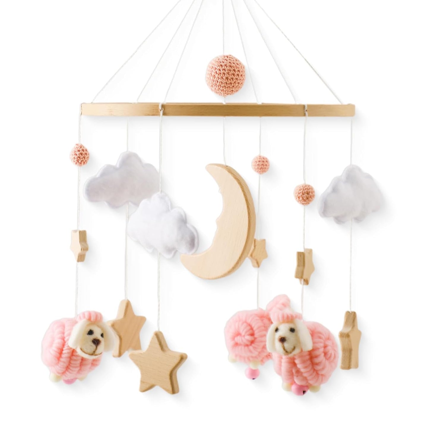 Wooden Crib Mobile Arm | Baby Crib Mobile Arm Wooden Holder | Rotatable Adjustable Anti Slip Attachment Clamp for Sturdy Mobile Hanger (Curved Arm)