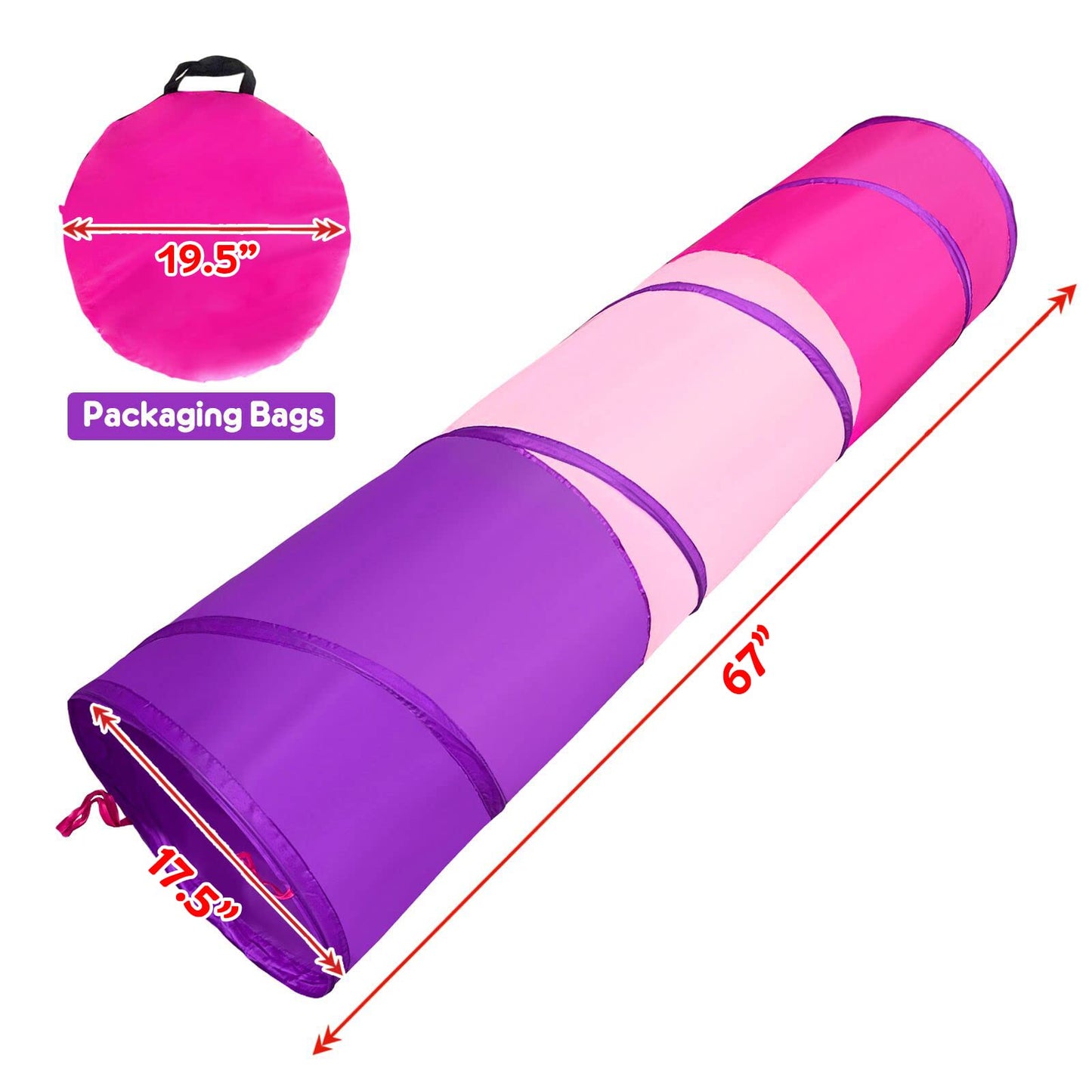 PigPigPen Pop Up Play Tunnel Tent for Toddlers Babies or Dogs, Indoor & Outdoor Toys for Kids Backyard Playset. (Red,Yellow,Blue)