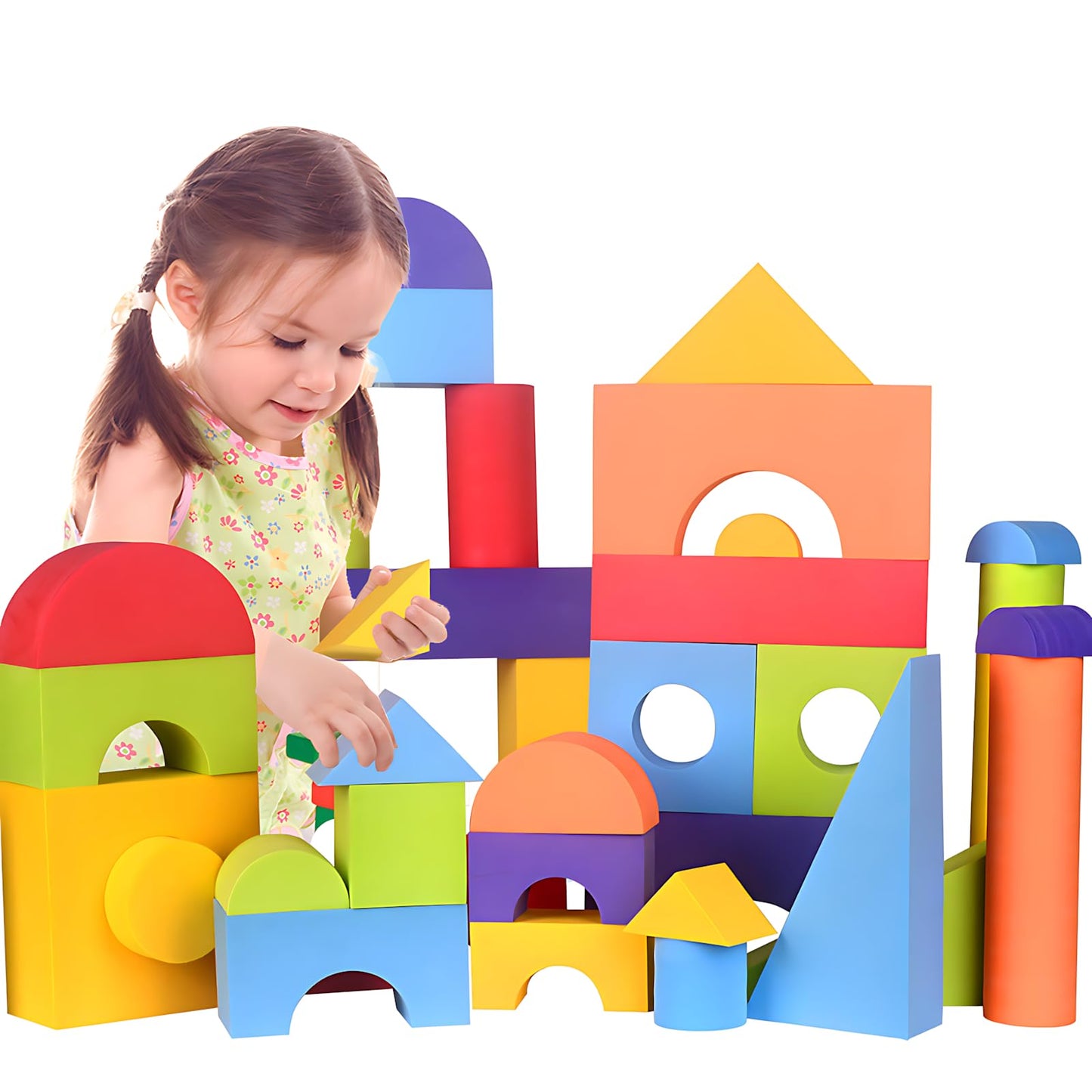Migargle Large Foam Building Blocks for Toddlers, 36 Pieces Large EVA Soft Stacking Blocks, Baby Bath Foam Toy Set, Early Learning Construction Toys & Gifts for Kids, Boys & Girls