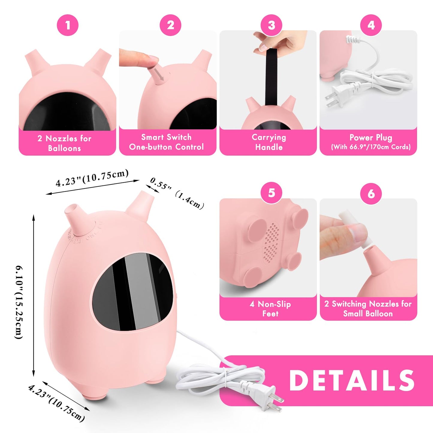 Balloon Pump Electric, SPLAKS Balloons Inflator Air Pump Portable Balloon Blower for Garland Arch, Party Decoration