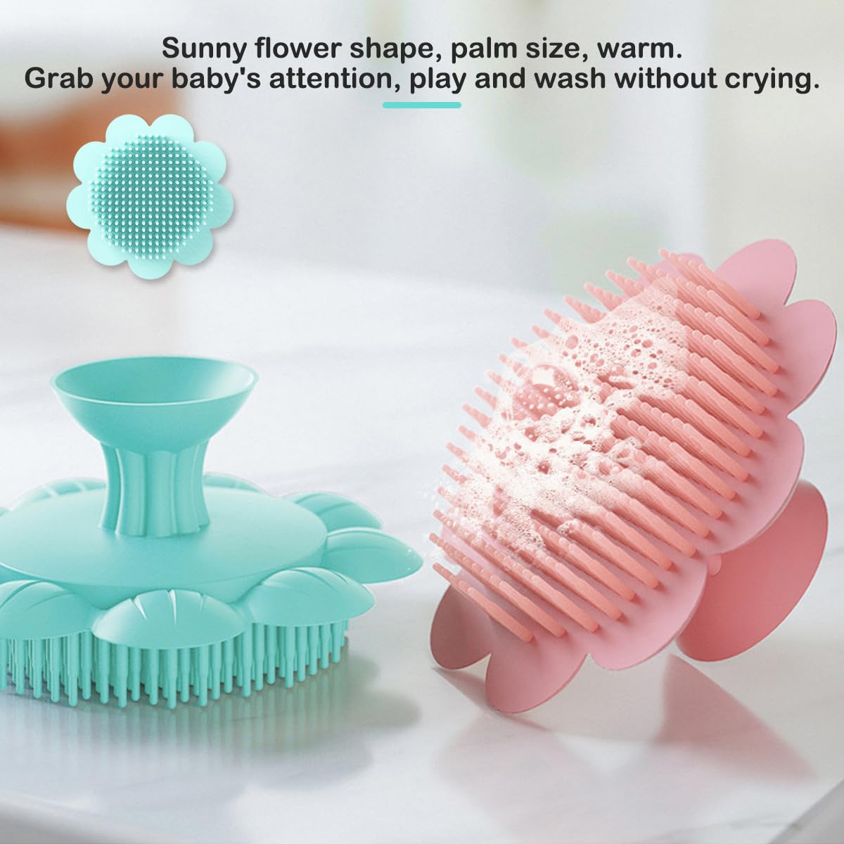 Baby Hair Scalp Massage Shampoo Brush with Soft Baby Bath Brush Silicone Massage Brush for All Hair Kid Newborn Toddler()