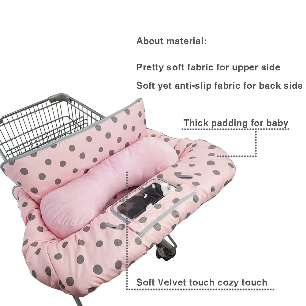 Shopping Cart Cover for Baby/Toddler 2-in-1 High Chair Cover, Easy Attach & Remove, with Cellphone Holder, Pink Strip Star