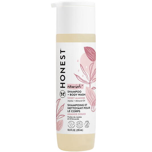 The Honest Company 2-in-1 Cleansing Shampoo + Body Wash for Sensitive Skin | Gentle for Baby | Naturally Derived, Tear-free, Hypoallergenic | Fragrance Free, 10 fl oz