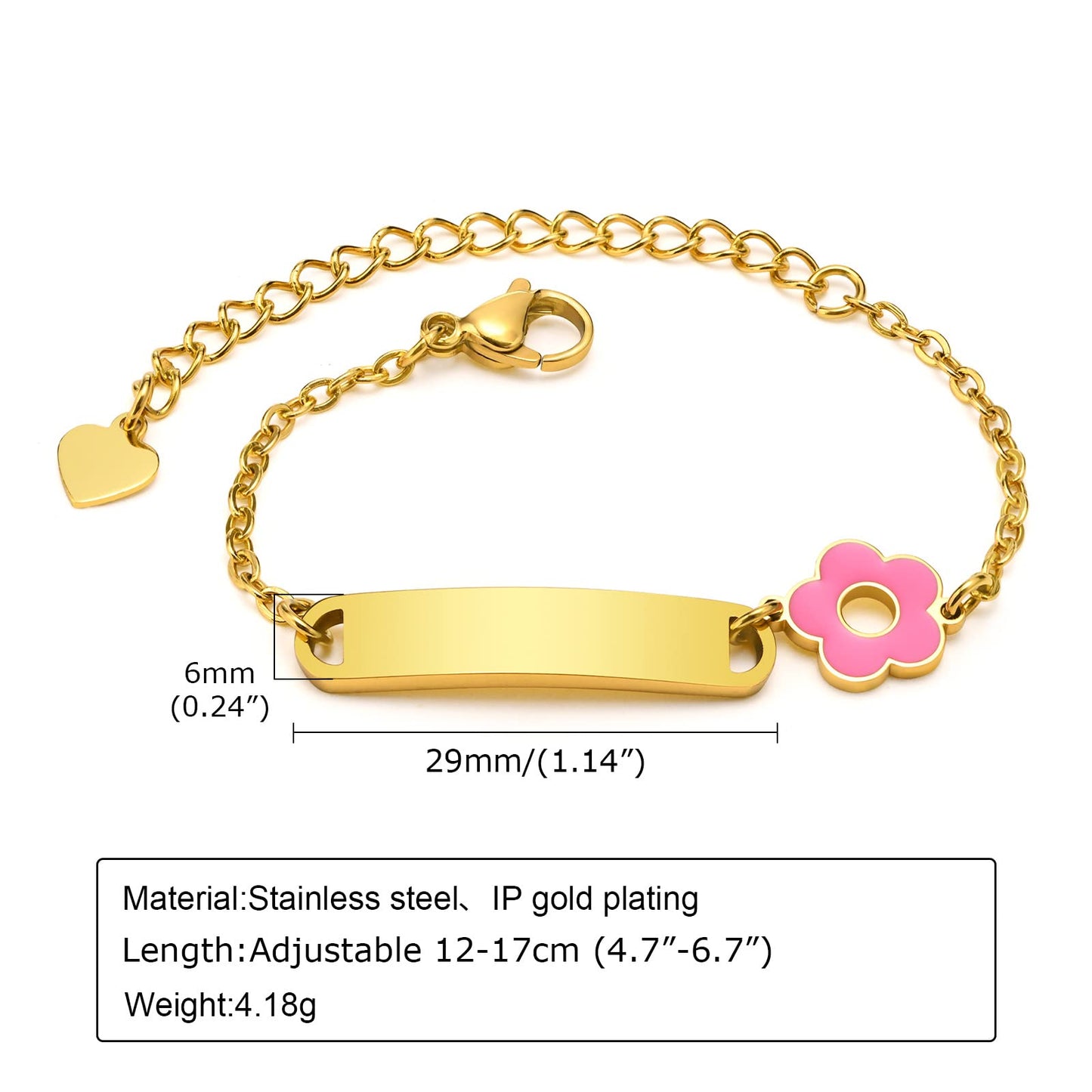 Personalized Baby Bar Bracelet : 18K Gold Plated Custom Name ID Plate Bracelet for Children Toddler from Mom, Engraved Kid Name for Daughter Son, New Born Birthday Gift,Adjustable,Nickel free