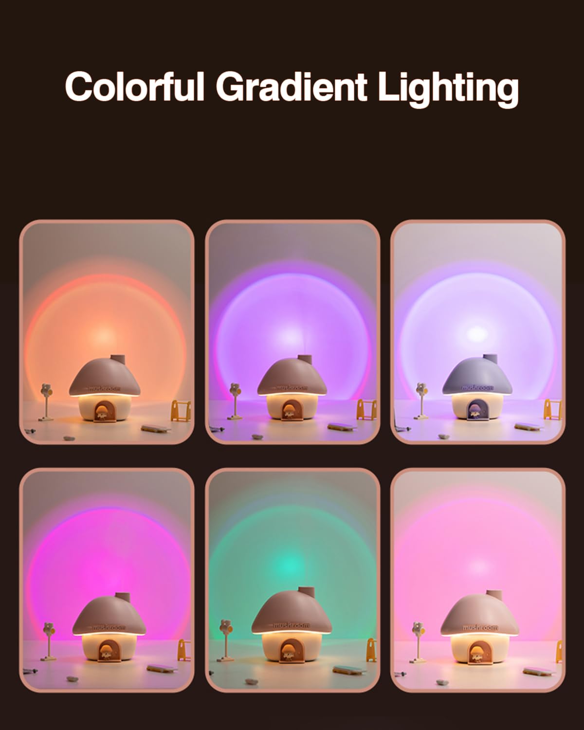 Cute Mushroom House Humidifier, 300ml Small Cool Mist Humidifers, USB Rechargeable Mini Portable Air Humidifer with Night Light for Bedroom, Office, Car, Travel, Indoor Plants (Purple)