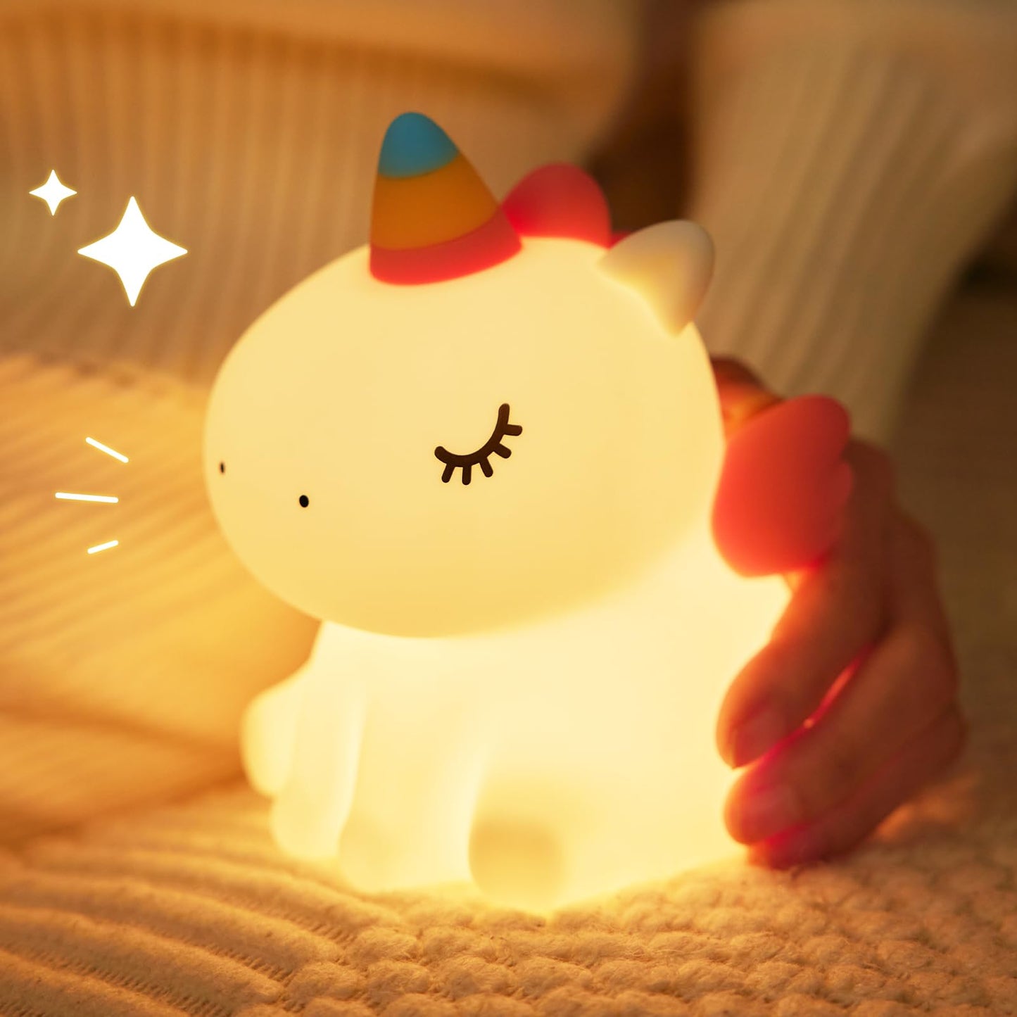 Night Light,LED Silicone Material, 3 Levels of Warm Light, Cute Animal Night Lamp for Kid's Room Decor and Breastfeeding Nursery, Squishy Novelty Bedside Lamp for Boys Girls Baby Children