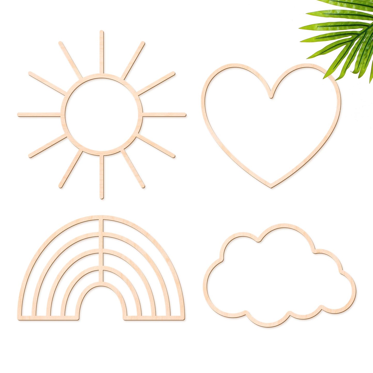 Kathfly4 Pieces Boho Nursery Cloud Star Wall Decor Wooden Babyroom Moon Rattan Wall Decor Wooden Rainbow for Children Baby Kids Boys Girls Bedroom Nursery Pendant(Cloud Moon Star)