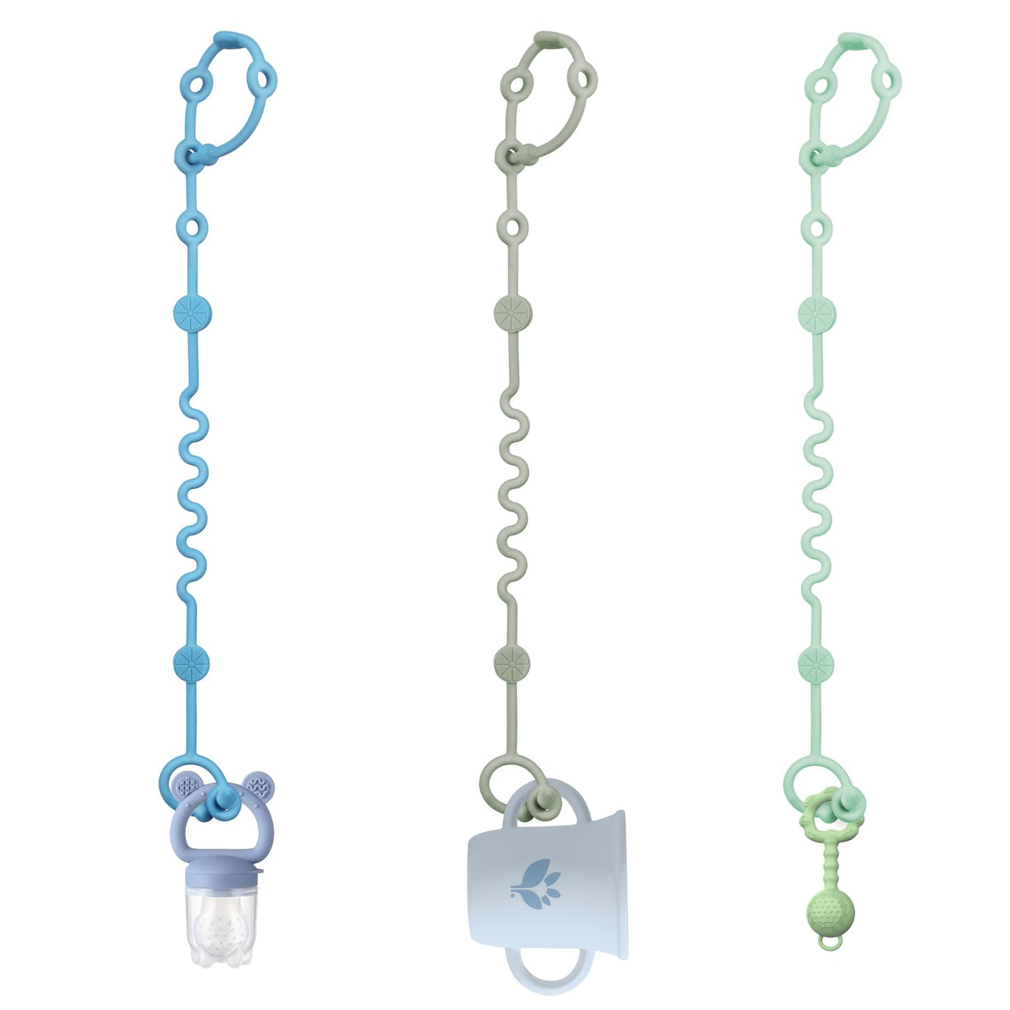 Toy Straps for Baby, 5pcs Adjustable Toy Holder for Stroller Accessories, Silicone Baby Tether Pacifier Clip, No Throw Baby Travel Essential Leash for High Chair, Car Seat (Gril-5 Pack)