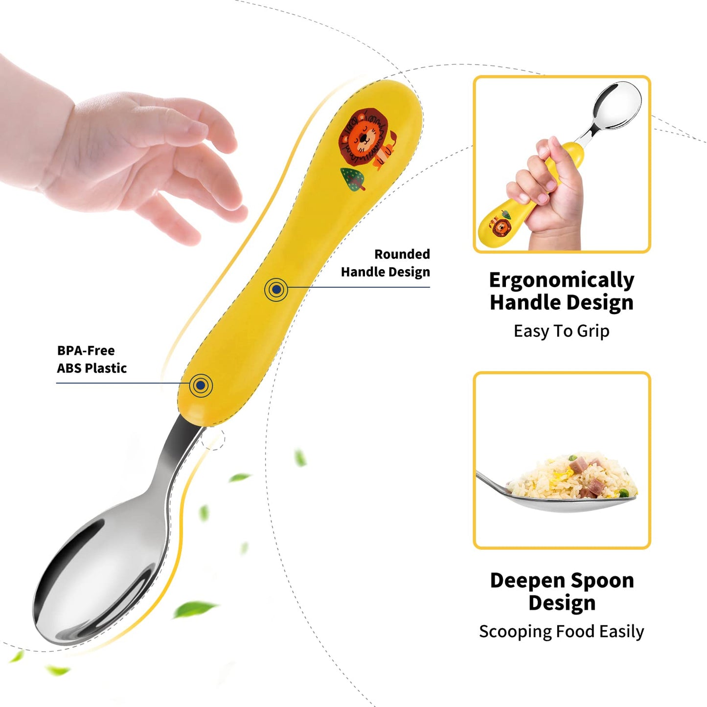 Lehoo Castle Kids Utensils, 6pcs Silverware Set, Safe Stainless Steel Toddler Fork and Spoon, Includes 3 Spoons and 3 Forks (Pink)