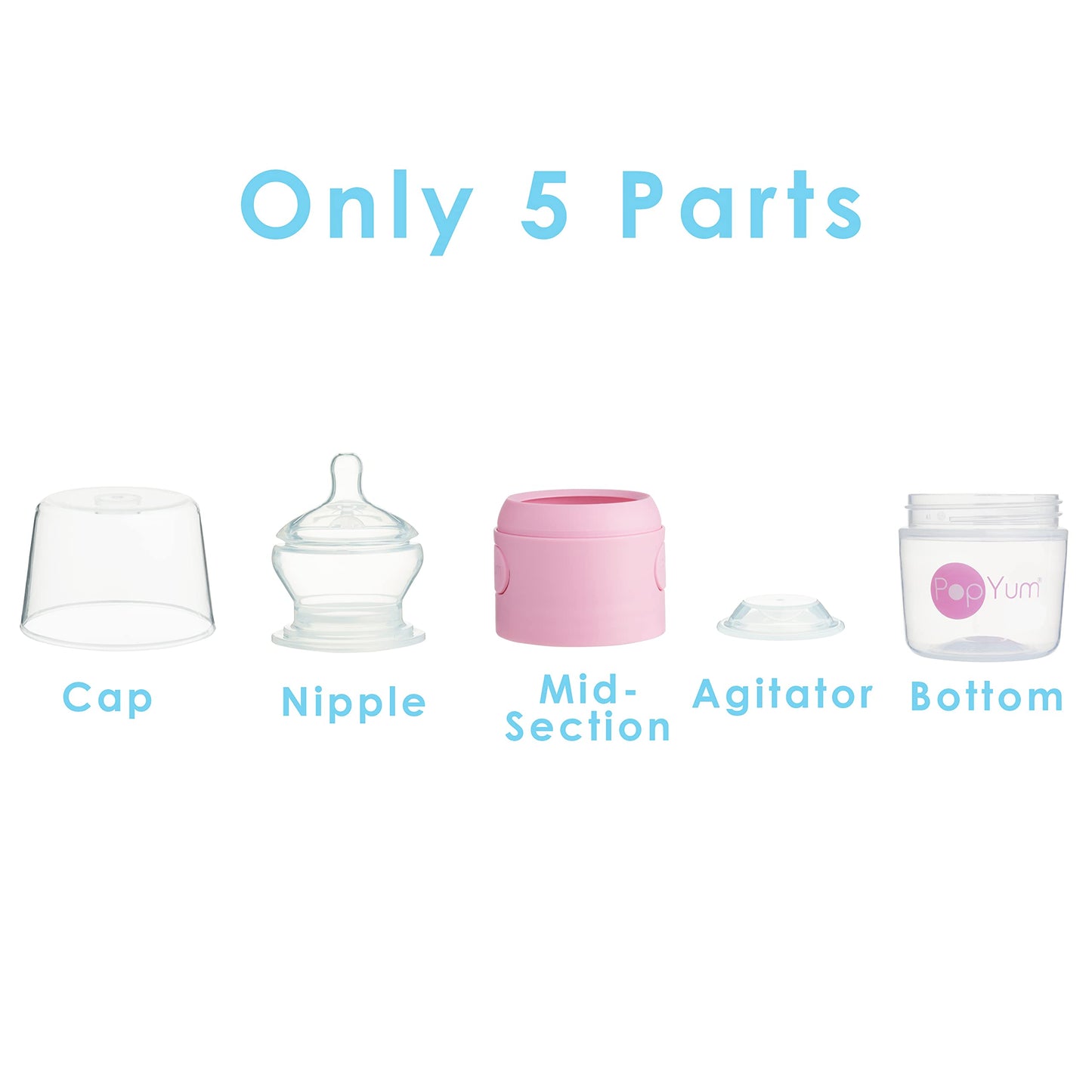 PopYum 9 oz Orange Anti-Colic Formula Making/Mixing/Dispenser Baby Bottle with #2 Medium Flow Nipple, 260 ml, BPA-Free, Natural Latch