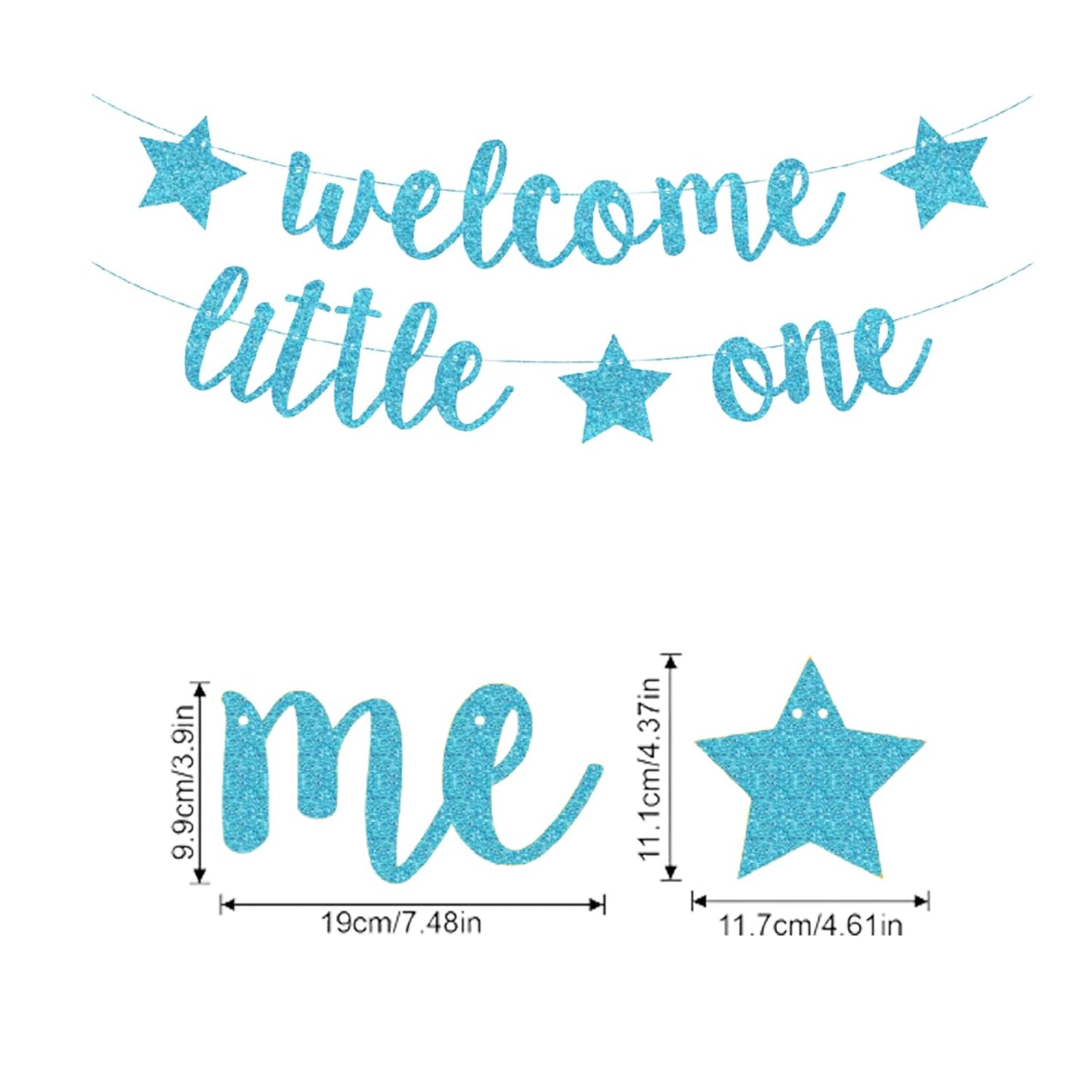 Baby Shower Decorations, Birthday Banner, Welcome Little One Baby Banner for Pre-strung Welcome Sign Gender Reveal Party Neutral Decor Backdrops Supplies (Blue)