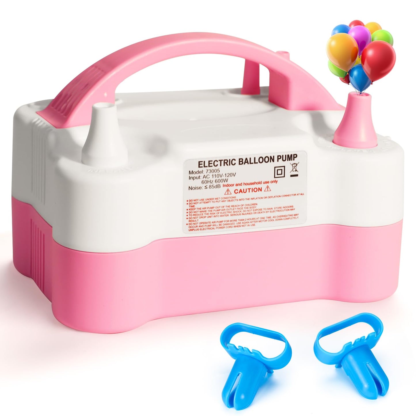 Balloon Pump Electric, Portable Automatic Dual Nozzle Inflator 110V 600W with Tying Tools for Birthday Gender Reveal Baby Shower Balloons Party Decorations