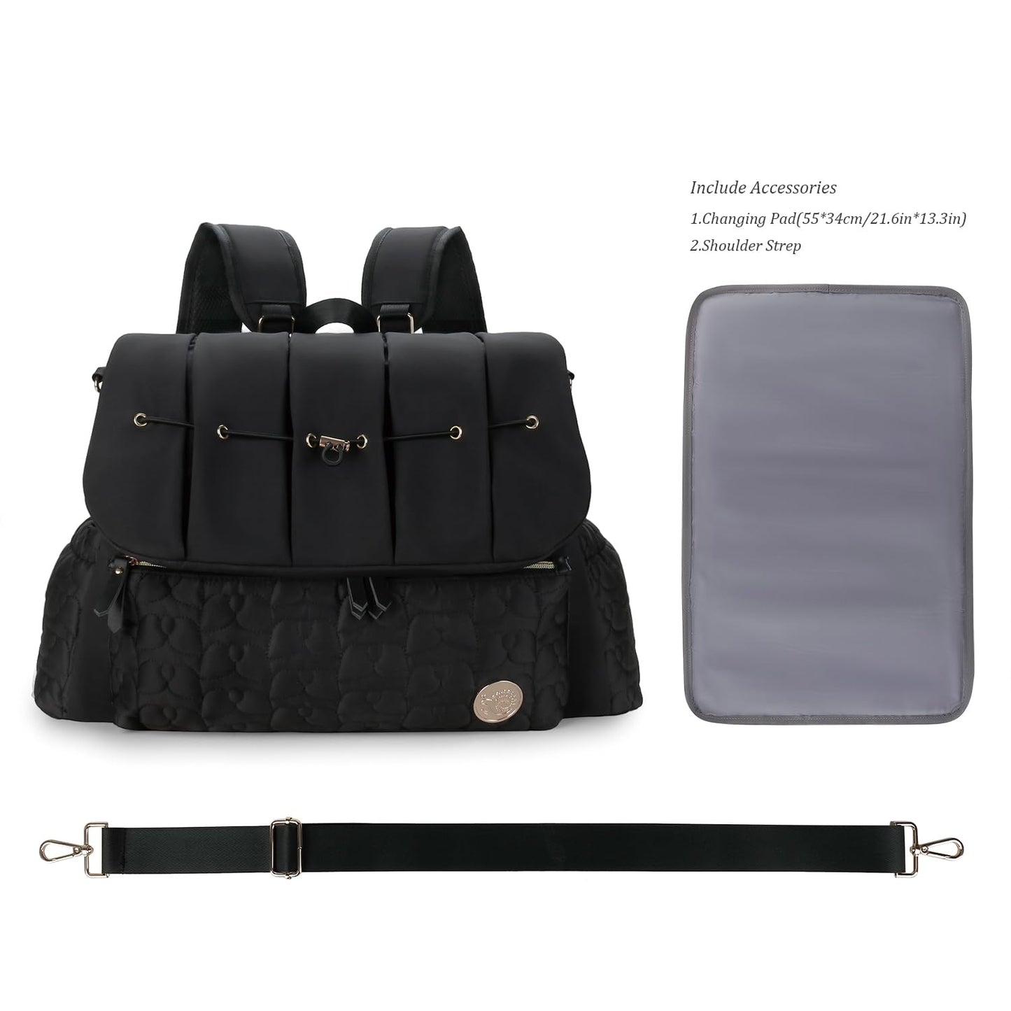 Lmbabter Diaper Bag Backpack Convertible Messenger Bag Travel Backpack Maternity Bags Stylish Baby Bag with Changing Pad for Mom (Brown)