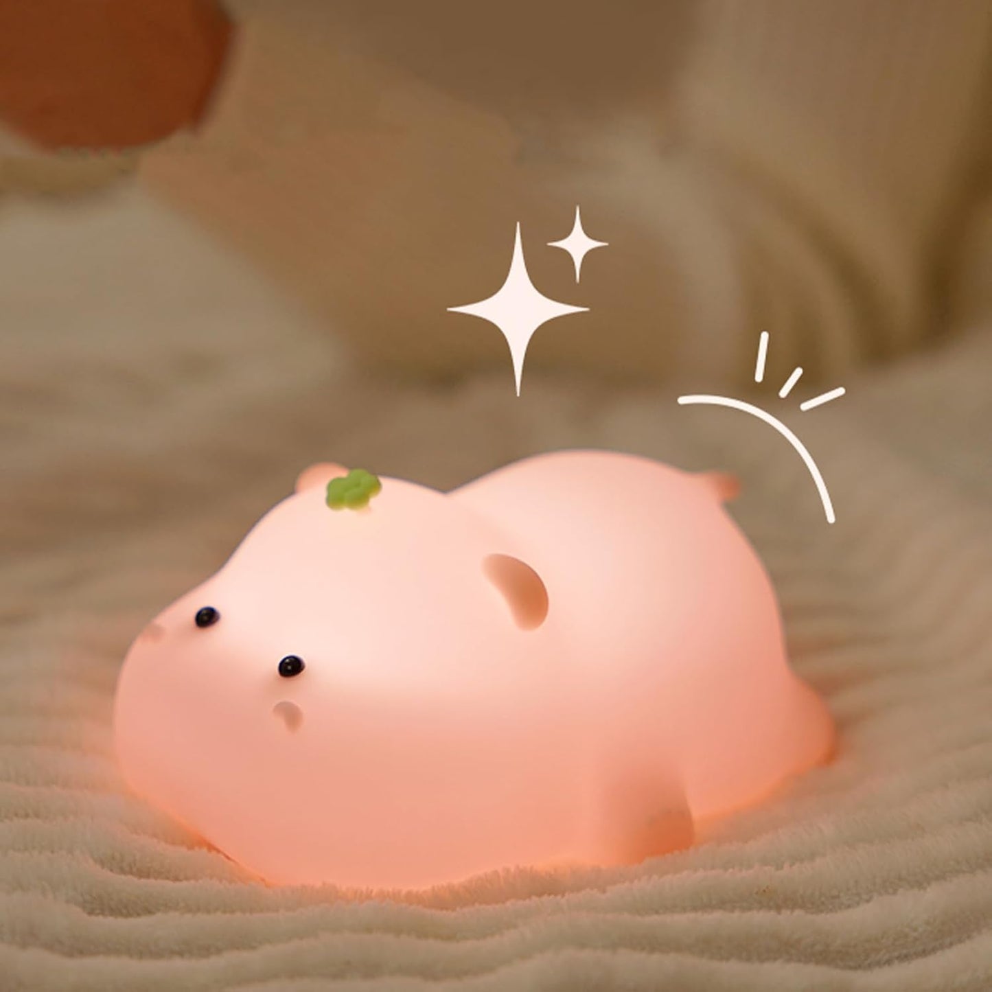Night Light for Kids, Cute Pink Silicone Hippo Night Light, Rechargeable, Touch Sensor Bedside Table Lamp, Squishy Animal Led Lamp for Bedroom Living Room Gift Decor, Red, AAB-00212