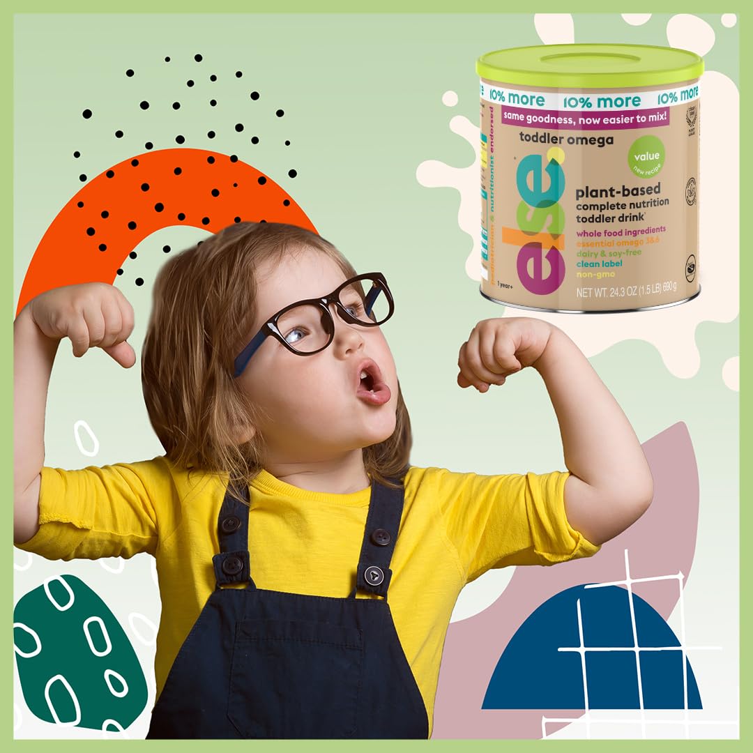 ELSE NUTRITION Toddler Formula 12-36 Months w/Omega 3&6 for Brain Development - Lactose Free, Dairy Free Nutrition Drink - Plant Based Protein Powder w/ 20+ Vitamins (22oz, 1-Pack)