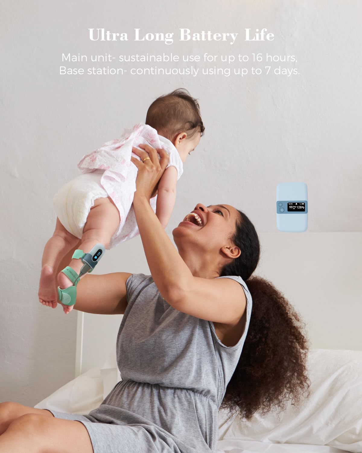 Babytone Baby Sleep Monitor with Base Station- Smart Sleep Sock, Tracking Heart Rate, Avg O2 and Movement, Wearable Baby Oxygen Foot Monitor with Bluetooth and APP, for 0-36 Months Newborn