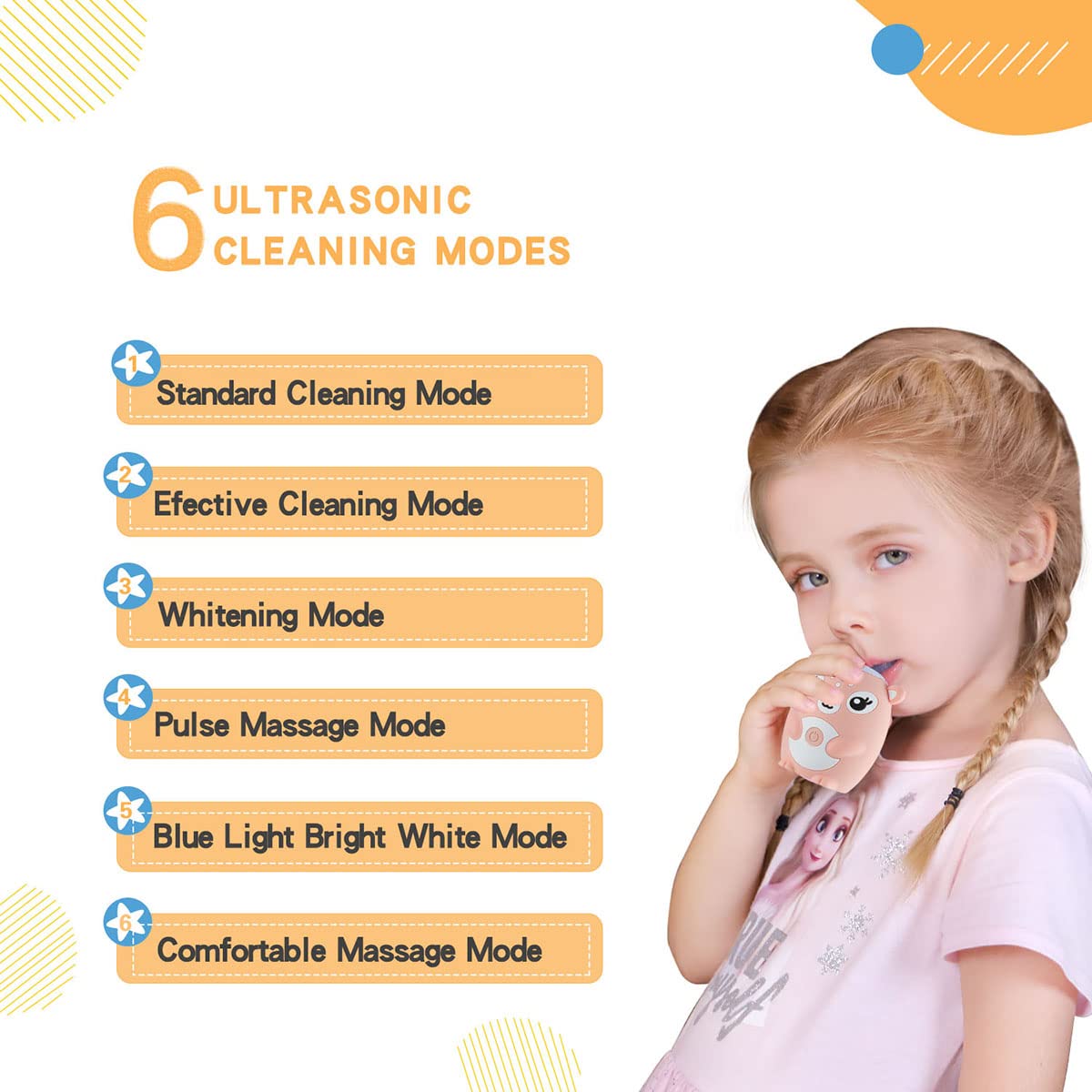 Kids Electric Toothbrush U Shaped Toddler Auto Sonic Toothbrushes with 5 Brush Head,Cartoon Dinosaur Ultrasonic Toothbrushes for Children 2-12 Years,360° Full Mouth Cleaning Automatic