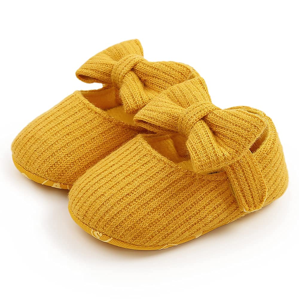 Baby Girls Mary Jane Flats with Bowknot Flowers Soft Newborn Infant First Walkers Crib Shoes Wedding Party Christmas Dress Shoes