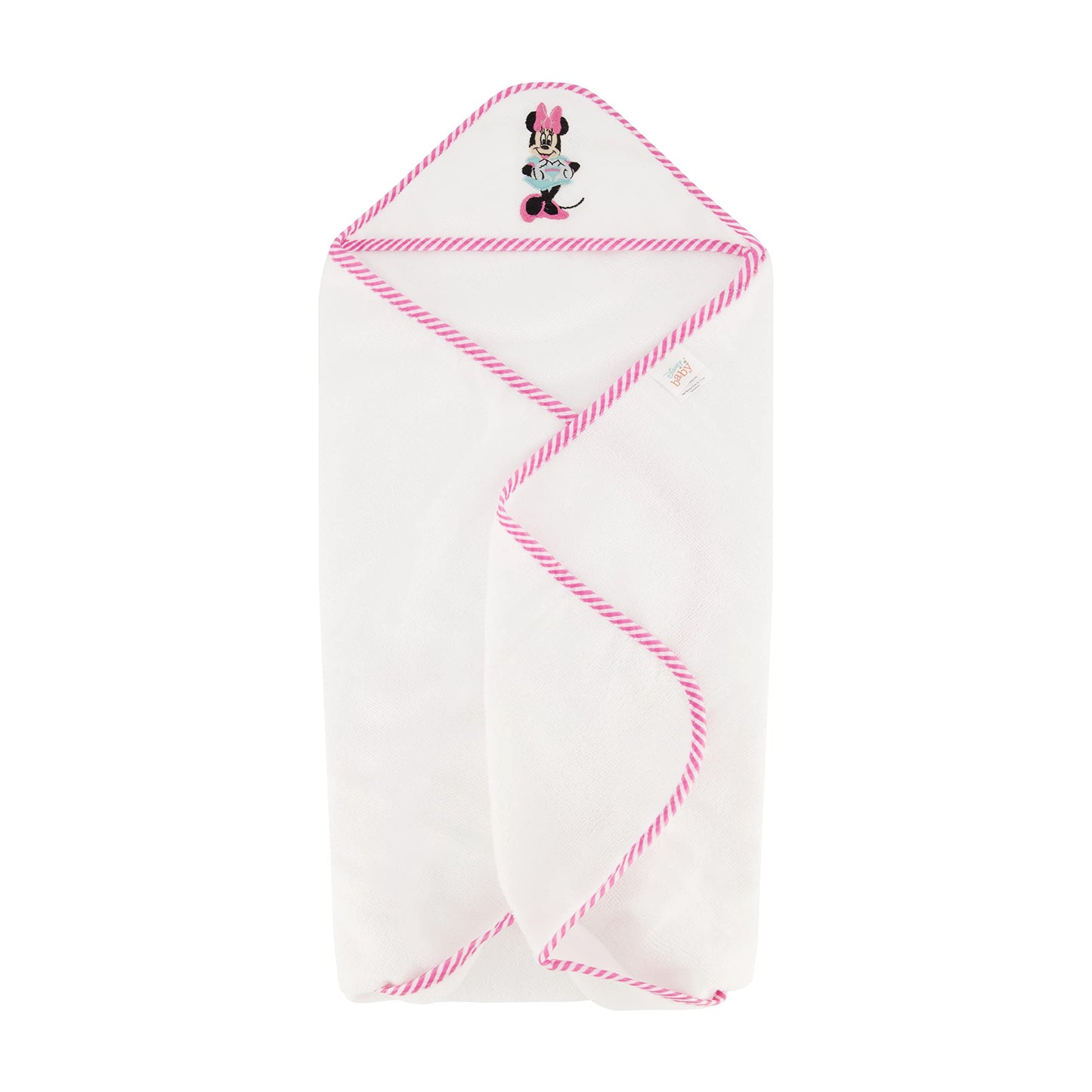 Disney Cudlie Baby Girl Minnie Mouse 2 Pack Rolled/Carded Hooded Towels in Happy Dots Print