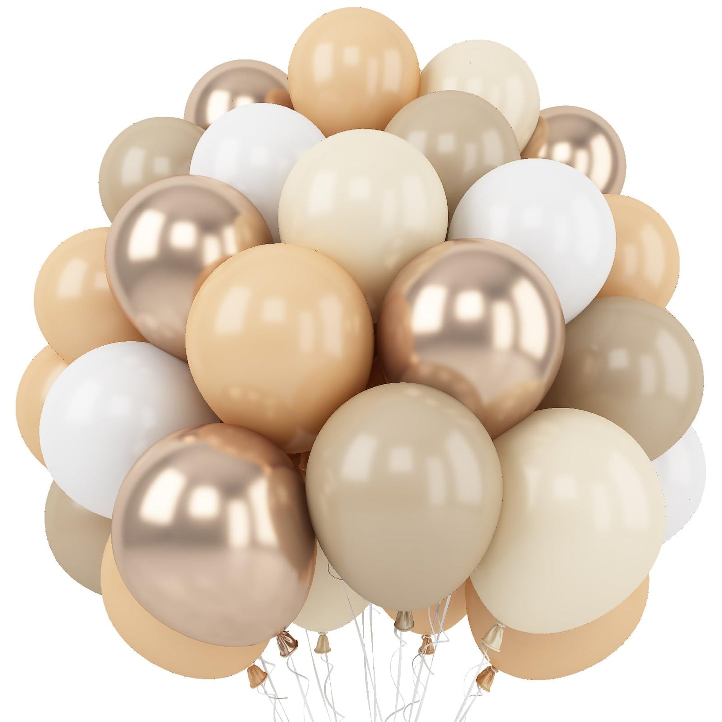 Retro Blush Pink Balloons, 60 Packs 12 Inch Dusty Pink Metallic Chrome Rose Gold White Sand Nude Balloons for Bridal Baby Shower Girls Boho Birthday Wedding Decorations Supplies