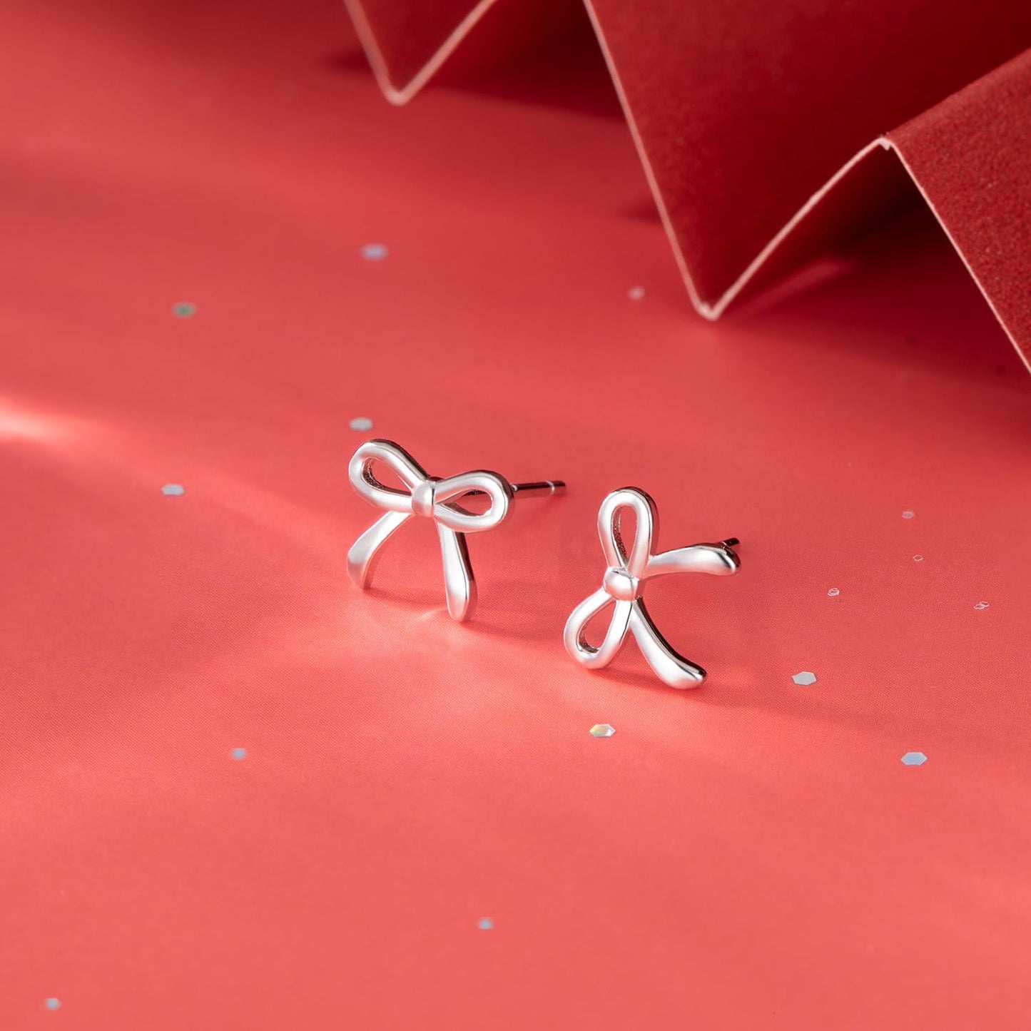 SLUYNZ Solid 925 Sterling Silver Tiny Bow Earrings Stud for Women Teens Small Bowknot post Stud Earrings