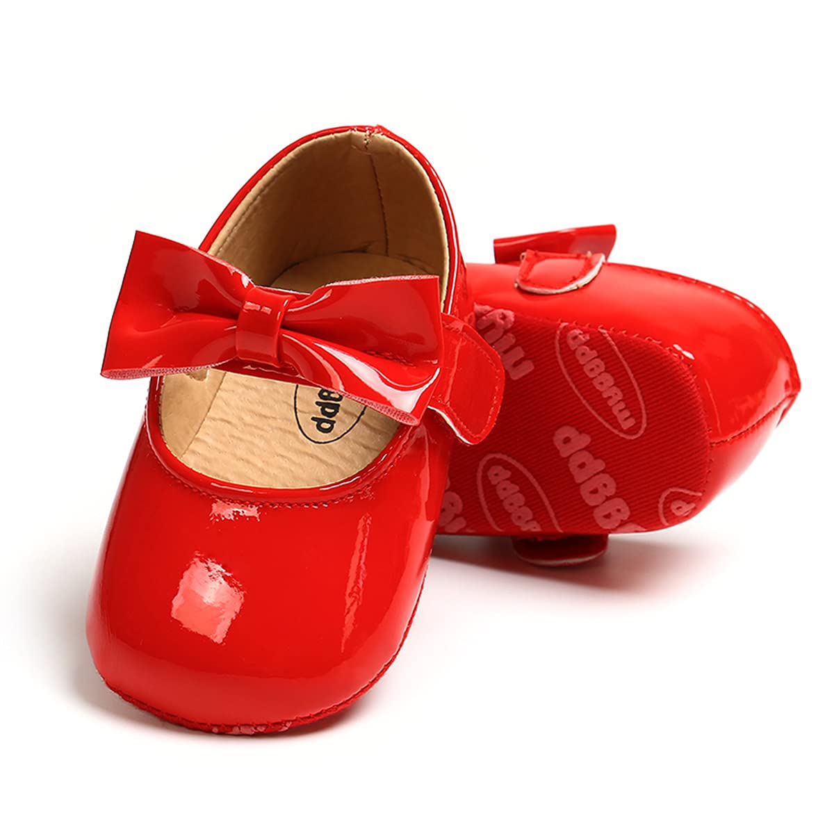 Baby Girls Mary Jane Flats with Bowknot Flowers Soft Newborn Infant First Walkers Crib Shoes Wedding Party Christmas Dress Shoes
