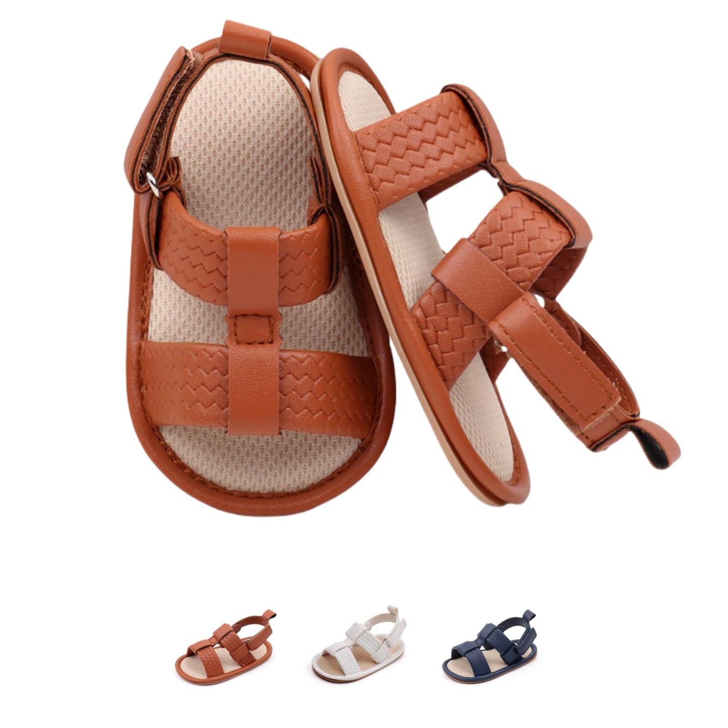 Infant Boys Girls Sandals, Summer Baby Rubber Soles Non-Slip PU Leather Sandals, Newborn Toddler Prewalker First Walking Beach Outdoor Shoes,Infant Toddler Unisex Summer Shoes for babies
