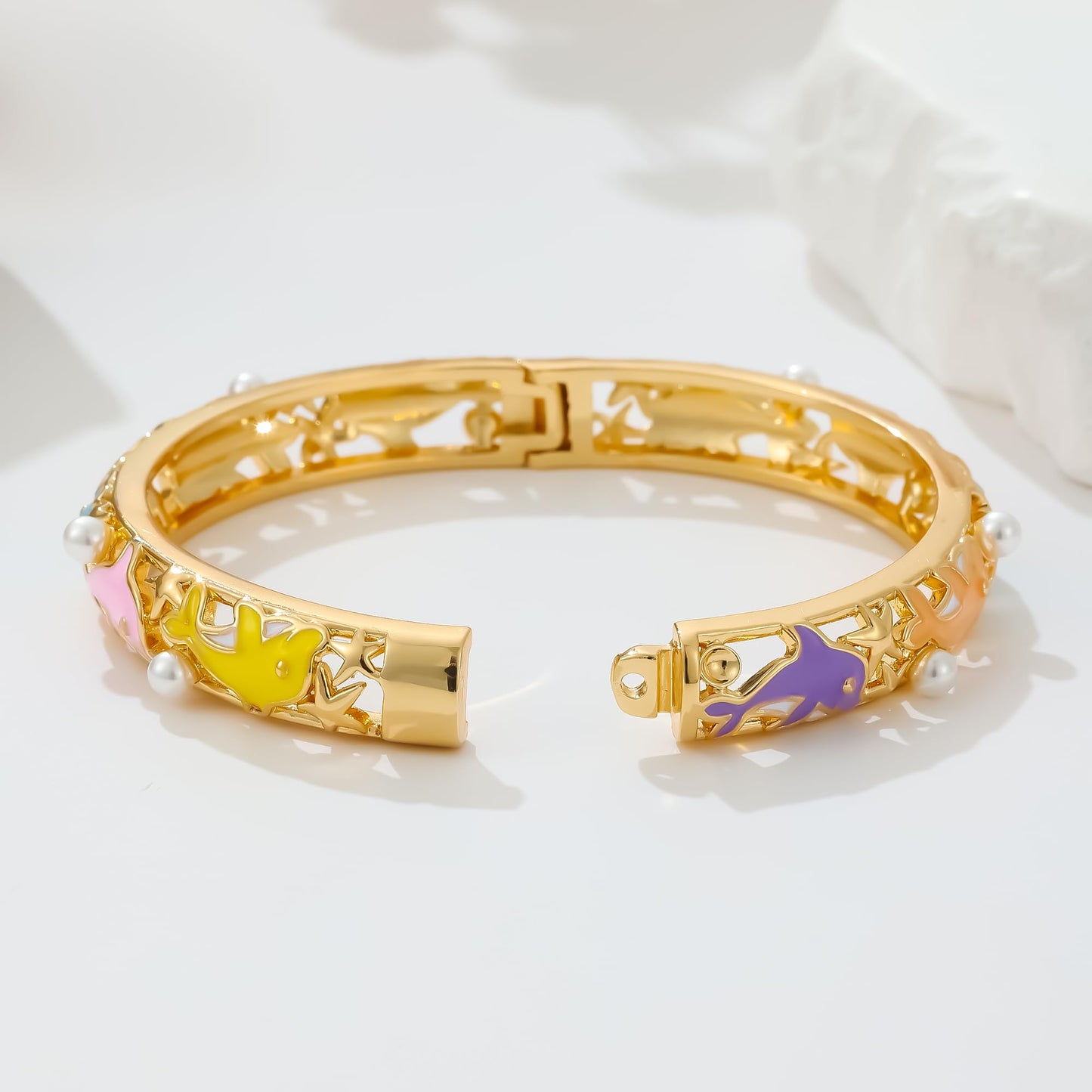 Ethlyn Gold Plated Colorful Openable Kids Baby Girls Bangles Bracelets Birthday Christmas Gifts Birthday Presents for children