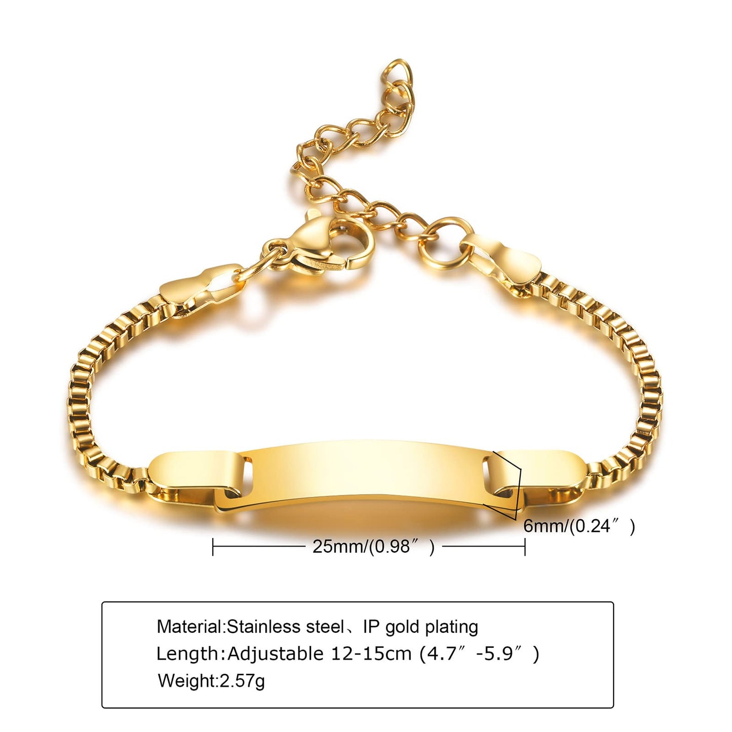 Personalized Baby Bar Bracelet : 18K Gold Plated Custom Name ID Plate Bracelet for Children Toddler from Mom, Engraved Kid Name for Daughter Son, New Born Birthday Gift,Adjustable,Nickel free