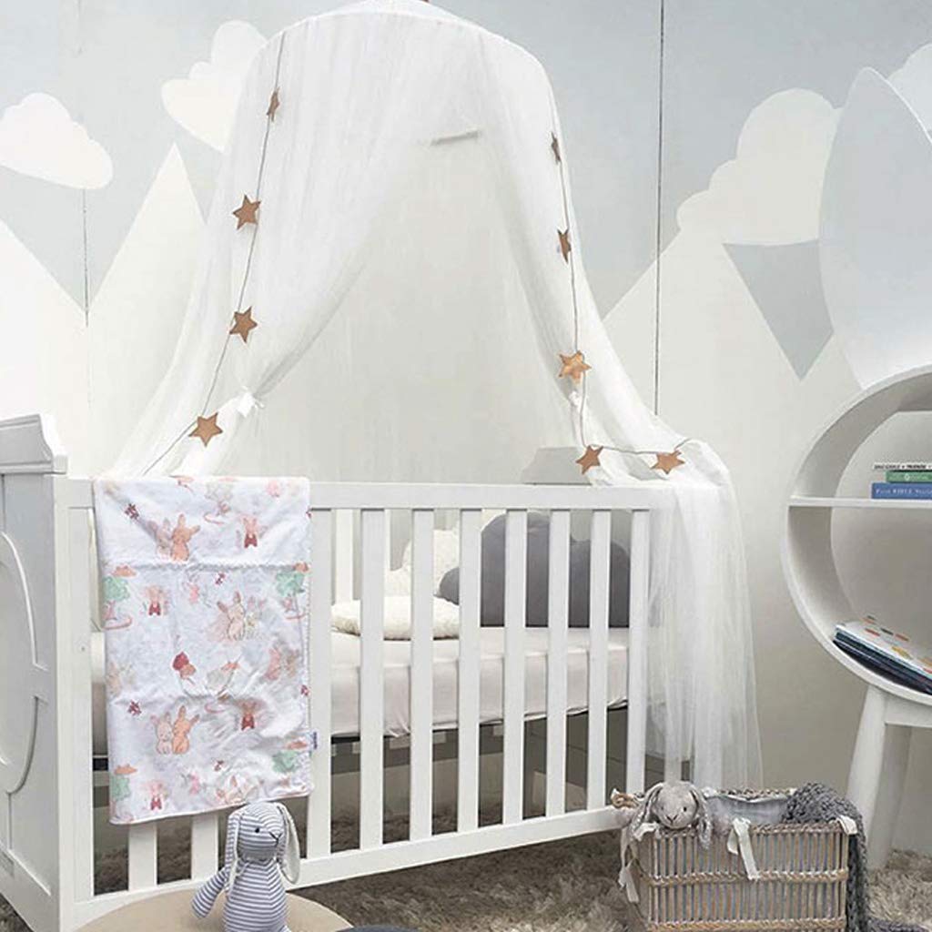 Bed Canopy for Girls - Princess Bed Canopy Mosquito Net Nursery Play Room Decor Dome Premium Yarn Netting Curtains Baby Game Dream Castle, Pink