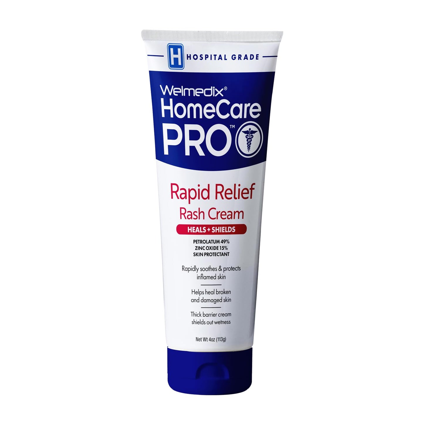 Rapid Relief Diaper Rash Cream with Zinc Oxide, Hospital Grade Barrier Cream for Adults, and Babies with Fragile or Sensitive Skin (4oz Tube, Pack of 3)