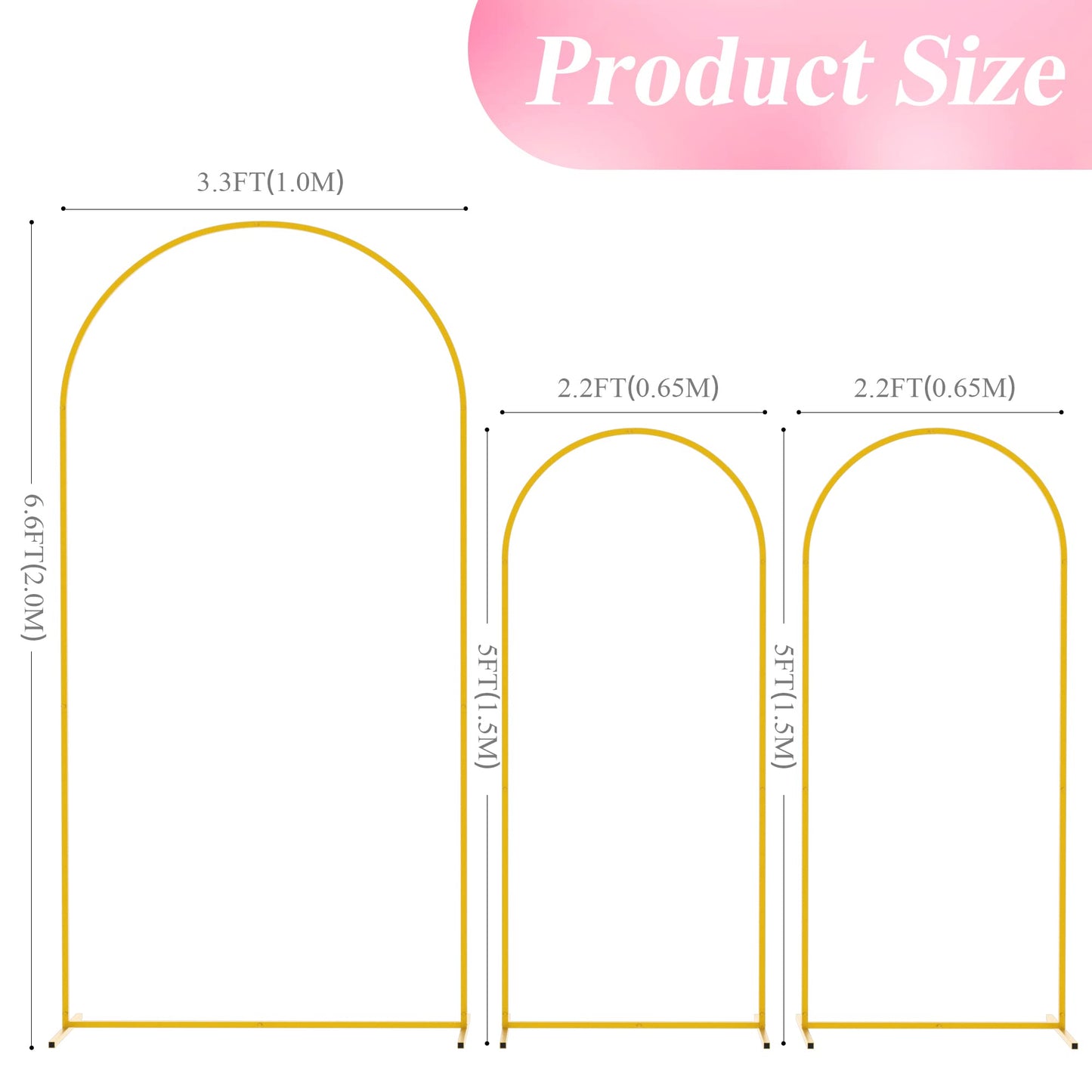 Wokceer Wedding Arch Backdrop Stand 7.2FT, 6.6FT White Metal Arch Stand Set of 2 for Birthday Party Wedding Ceremony Baby Shower Graduation Decoration
