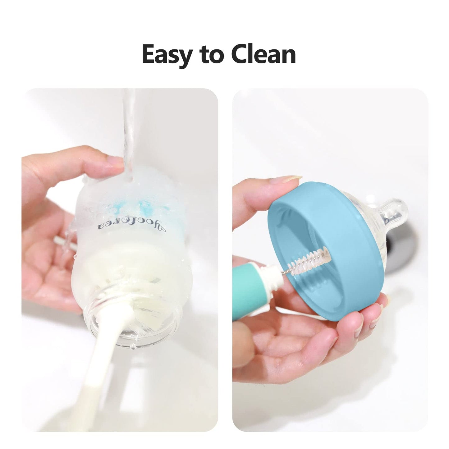 Yooforea Silicone Coated Glass Baby Bottle, 0M+ Slow Flow Nipple I Anti-Colic, Wide Neck, Stable Base I Medical-Grade Silicone Coating for Shatter Protection, BPA BPS PVC Free (3 Ounce-Honey)