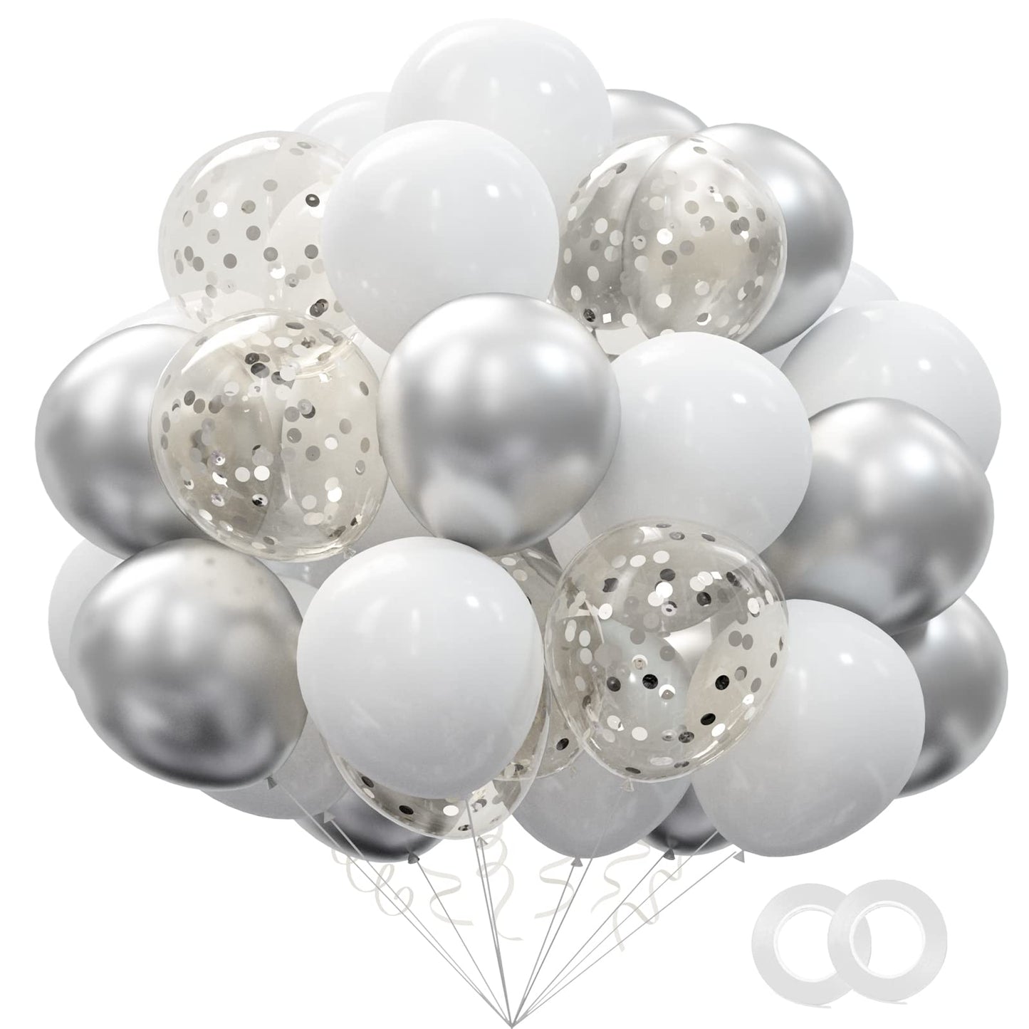 OuMuaMua 62Pcs Pink Gold Confetti Latex Balloons Kit, 12 Inch Pink White Gold Helium Balloons Party Supplies for Confession Proposal Wedding Girl Birthday Baby Shower Party Decoration