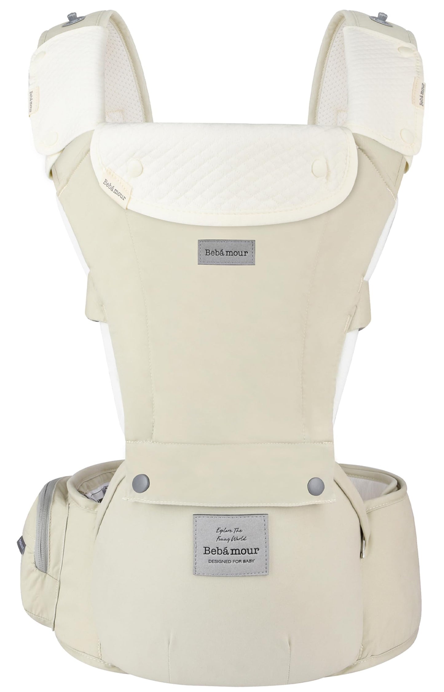 Bebamour Baby Carrier Newborn to Toddler-2 in 1 Hip Seat & Carrier Front and Back Carry with Head Hood & 3 Pieces Teething Pads& Waist Extenders & Storage Bag 0-36 Months (Green)