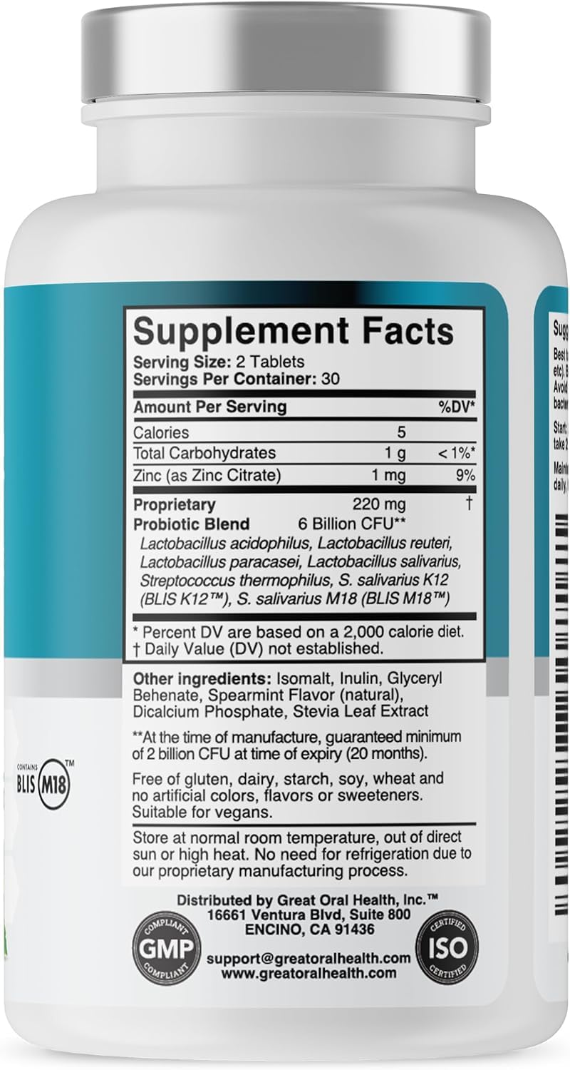 Oral Probiotics for Mouth Bad Breath Treatment for Kids Dental Care & Cavity Prevention with BLIS K12 M18 – Dr Formulated Dental Probiotics for Teeth and Gums, 30 Chewable Tablets Strawberry Vanilla
