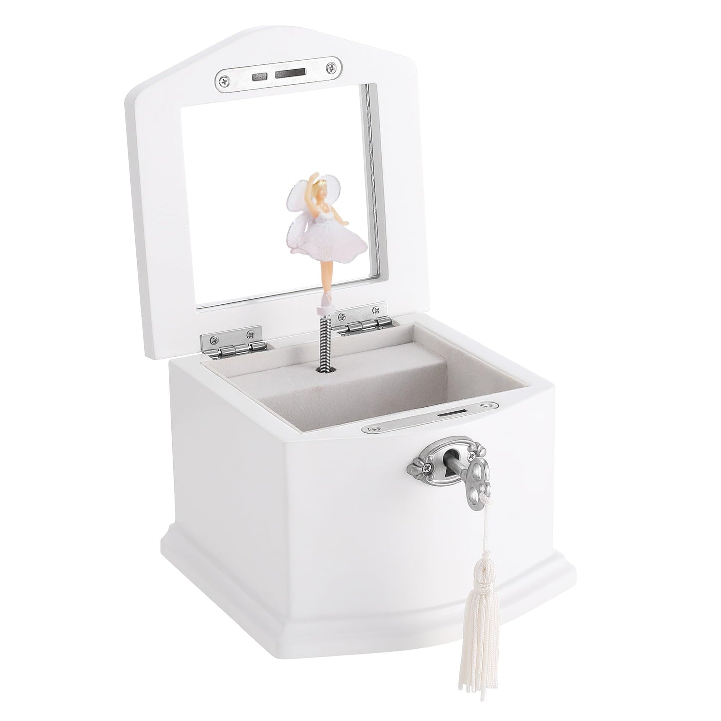 Medium Pink Ballerina Musical Jewelry Box with Mirror and Lock for Girls,Pink Kid's Jewelry Storage Music Chest,Gifts for Christmas,New Year and All Hoidays