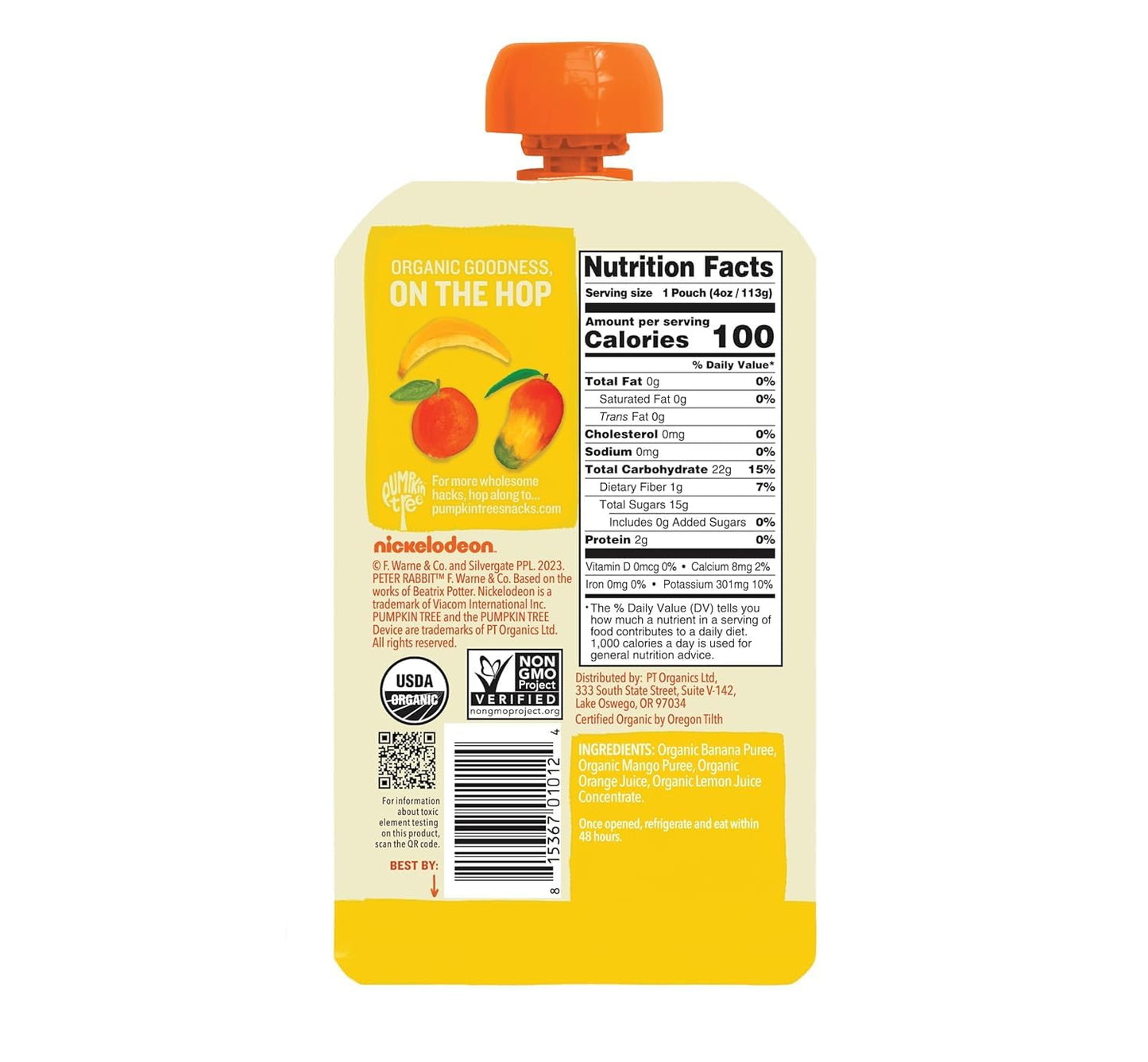 Peter Rabbit Organics Fruit Vegetable, Squeezable Pouches, 4 Ounce (Pack of 18)