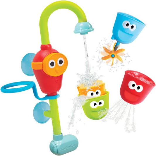 Yookidoo Toddler and Baby Bath Toy (Ages 1-3): Flow N Fill - 3 Stackable Play Cups - Battery Operated Interactive Hose Toy & Tumblers with Multiple Play Aspects - Make Bath Time Maigcal (No Mold)