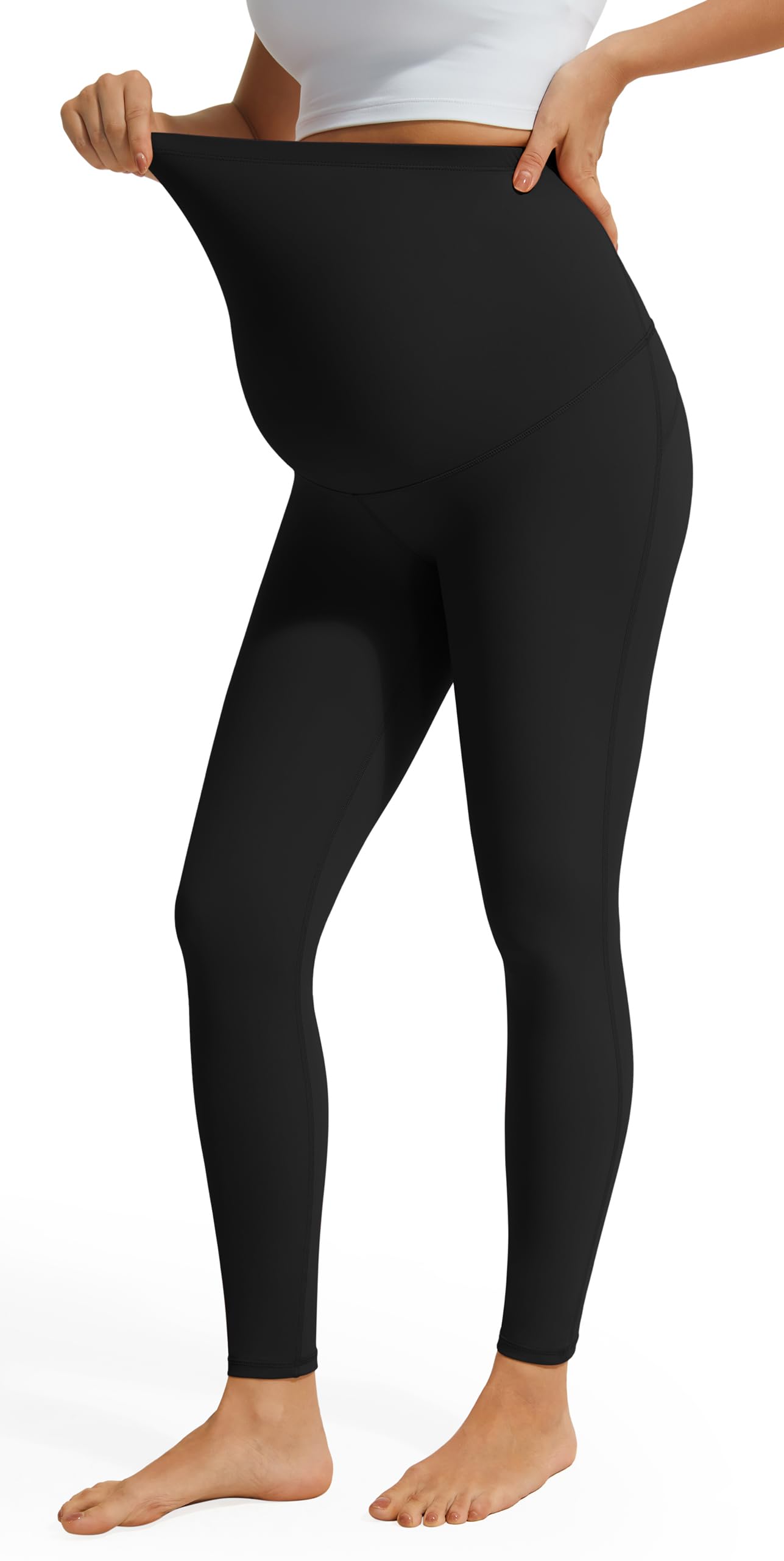JOYSPELS Smooth Feeling Maternity Leggings Over The Belly with Pockets Workout Pregnancy Leggings