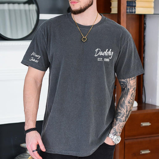 Personalized Daddy Shirt, Custom Daddy Tshirt, Est Date Daddy T Shirt, Gift for Fathers Day, Dad Shirt, Dad Tshirts, First Time Dad, Baby Announcement, Daddy Gifts