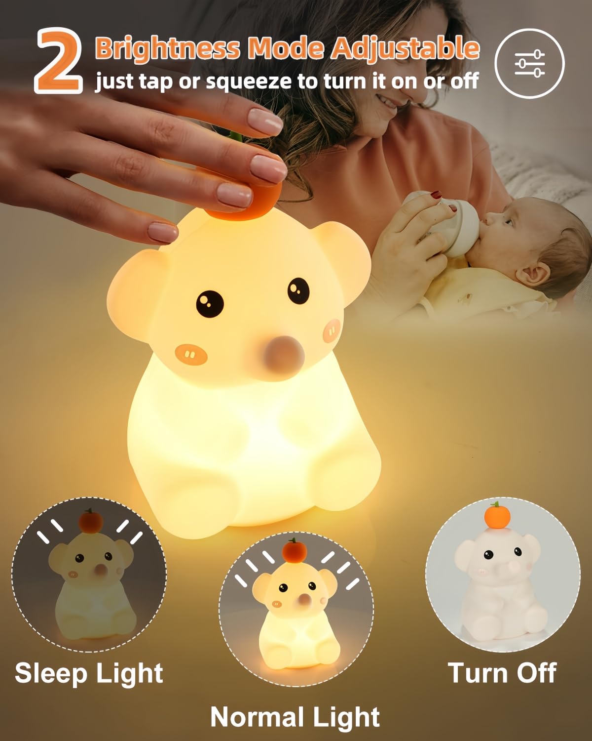 DuDu Duck Night Light, Cute Duck Lamp, Squishy Silicone Nightlight for Bedrooms with 30 Minutes Timer, Rechargeable Bedside Lamp with Touch Control for Bedrooms, Living Room