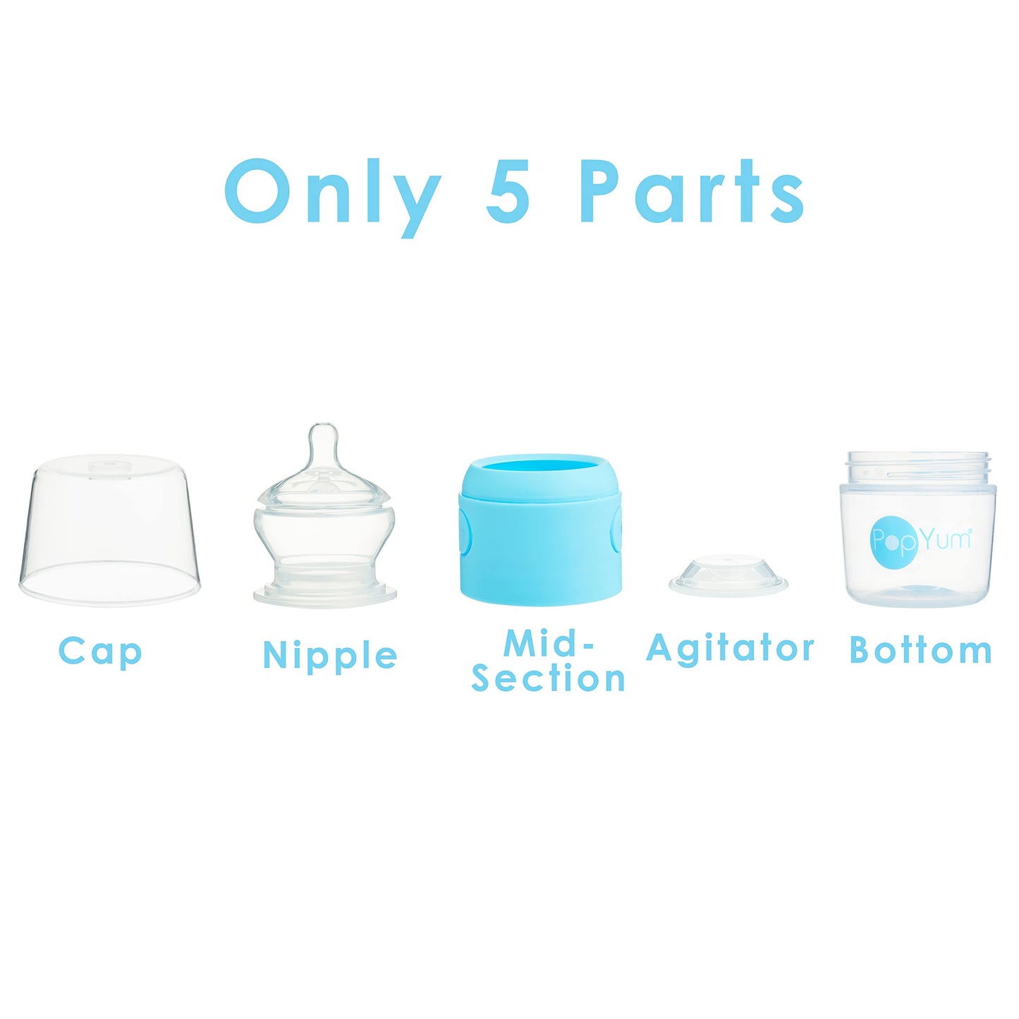 PopYum 9 oz Orange Anti-Colic Formula Making/Mixing/Dispenser Baby Bottle with #2 Medium Flow Nipple, 260 ml, BPA-Free, Natural Latch