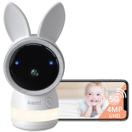 ARENTI Baby Monitor, 2K Smart Baby Camera with 5-Inch Upgraded Wireless Display, Super Night Vision, Lullabies, Cry & Motion Detection, Temp & Humidity Sensor, Two Way Audio